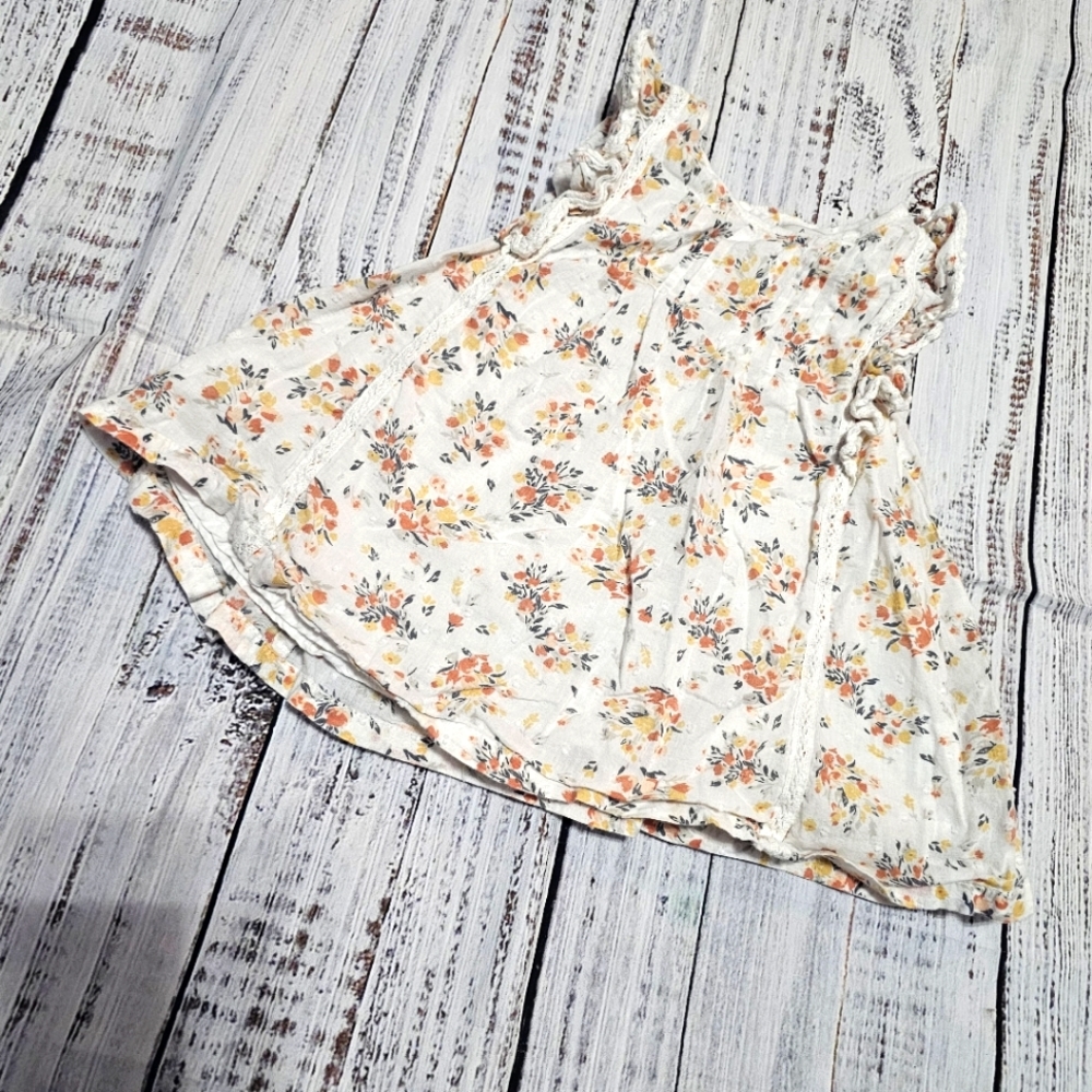 Joie White Floral Top Baby Girl Size 18M Short Sleeves